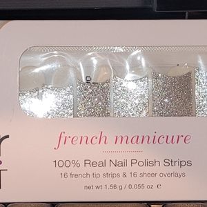 Color Street Diamond District silver glitter french manicure Nail Strips RARE